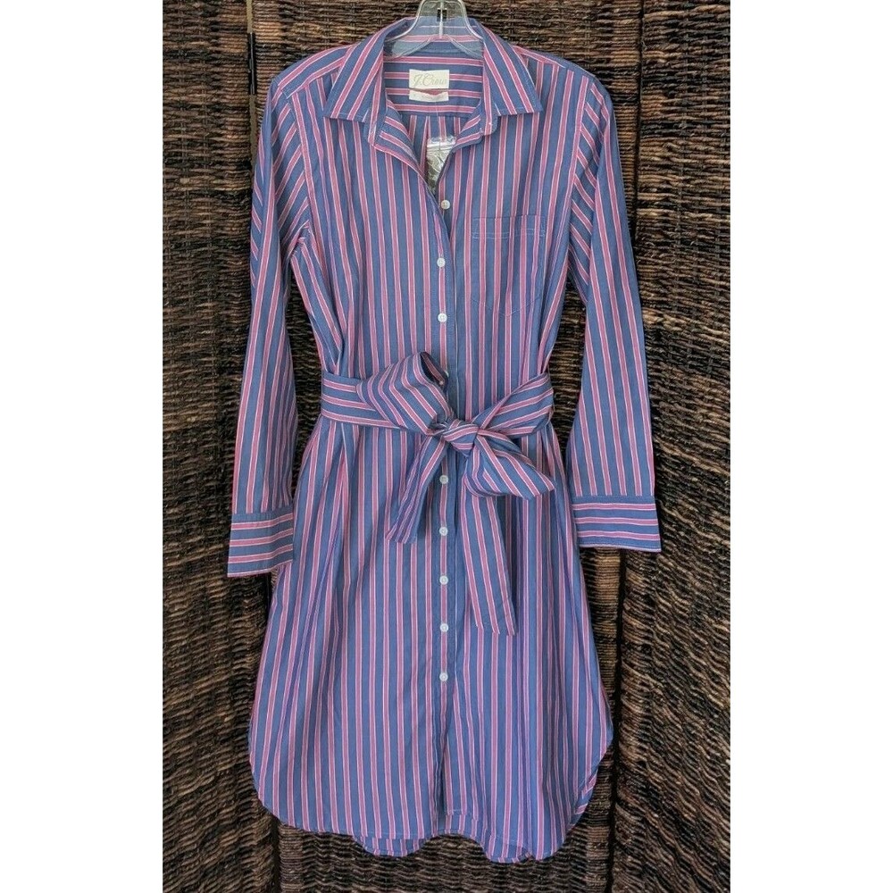 NWT J. Crew Classic Fit Crisp 100% Cotton Poplin Shirt Dress 6 Preppy Striped